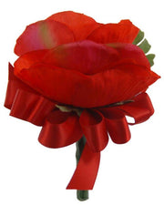 Grooms Double Silk Red Anemone Wedding Buttonhole