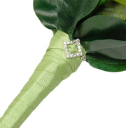 Apple Green Silk Orchid & Lemon Rose Handtied Wedding Shower