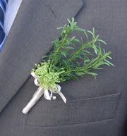 Artificial Green Rosemary Spray & Dill Wedding Guest Buttonhole