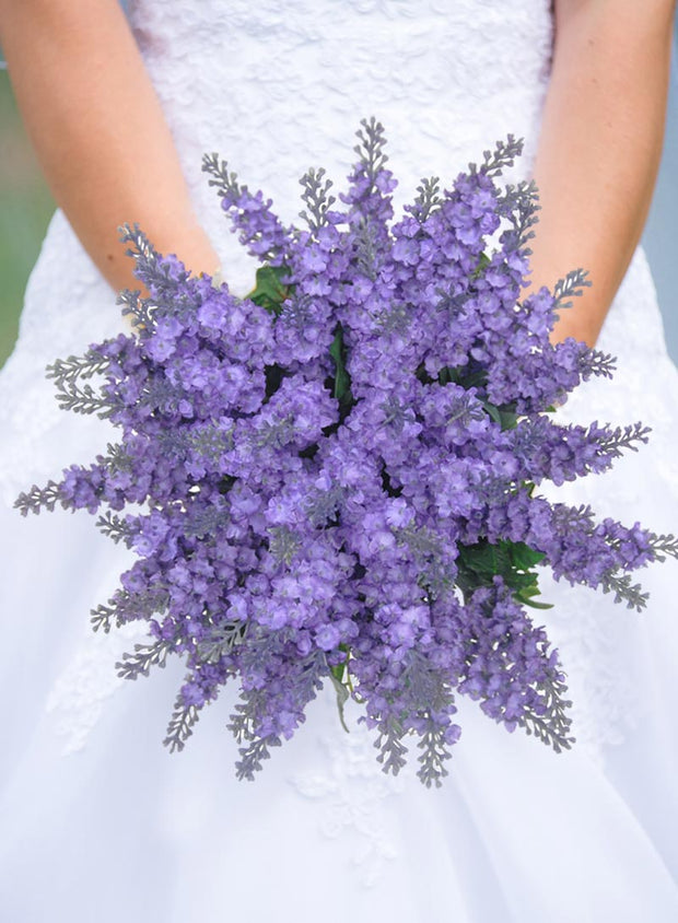 Brides Lilac Silk Lavender Cottage Garden Style Wedding Bouquet