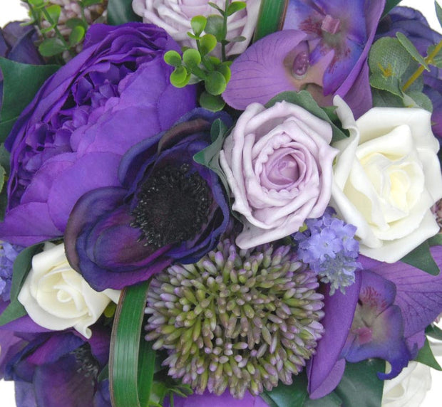 Purple & Lilac Orchid, Allium & Rose Bridal Wedding Bouquet