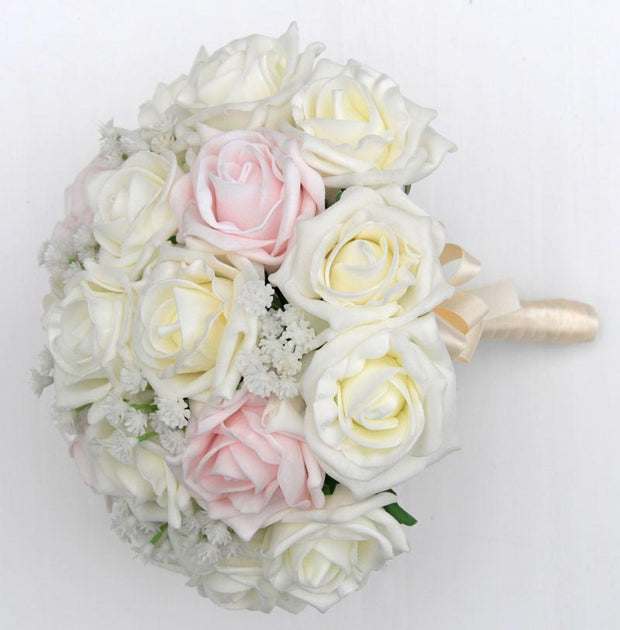 Bridesmaids Pale Pink, Ivory Rose & Gypsophila Wedding Posy