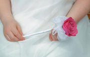 Diamante Cerise Pink Foam Rose Flower Girl Wedding Wand