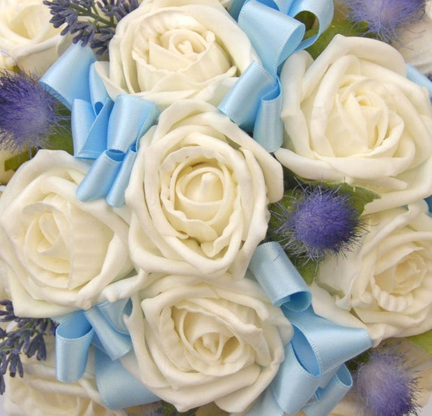 Bridesmaids Ivory Rose, Blue Thistle & Lavender Wedding Posy