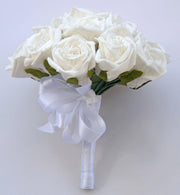 Bridesmaids White Diamante Foam Rose Wedding Posy Bouquet