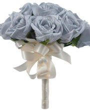 Bridesmaids Light Blue Foam Rose Wedding Bouquet