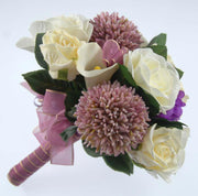 Bridesmaids Purple Freesia, Allium, Ivory Lily & Rose Wedding Bouquet
