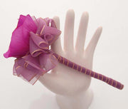 Cerise Pink Anemone Purple Ribbon Flower Girl Wedding Wand