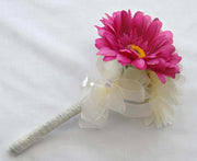 Cerise Pink & Ivory Silk Gerbera Flower Girl Wedding Posy
