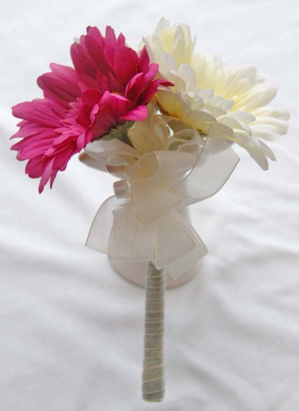Cerise Pink & Ivory Silk Gerbera Flower Girl Wedding Posy