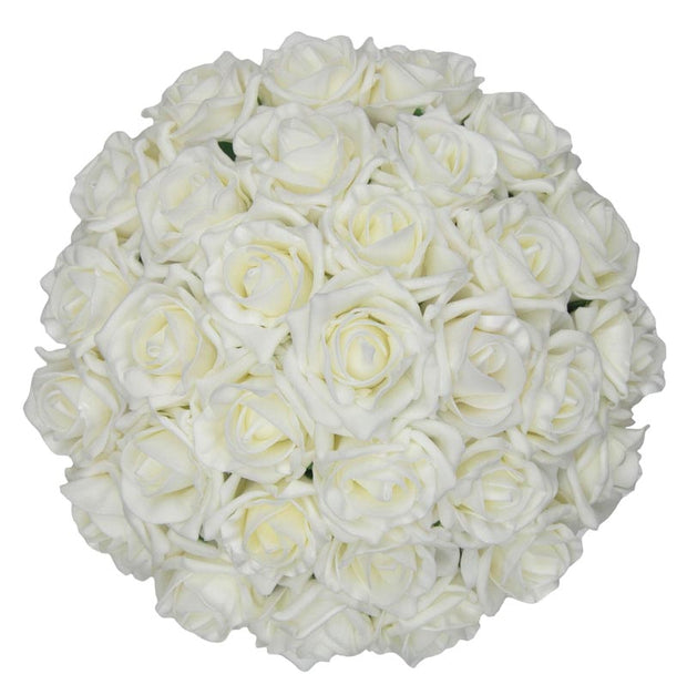 Classic Ivory Foam Rose Hand Tied Bridal Wedding Bouquet