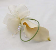 Ivory Artificial Calla Lily & Crystal Wedding Guest Buttonhole