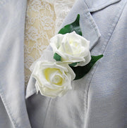 Mothers Double Ivory Foam Rose Pin On Wedding Corsage