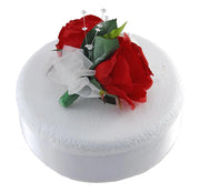Silk Red, Ivory Foam Rose & Crystal Wedding Cake Spray