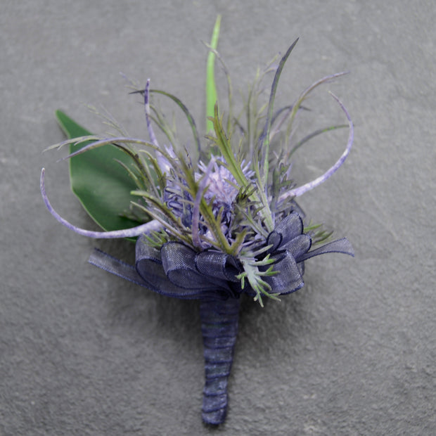 3 Pack Blue Sea Holly Thistle Wedding Butttonholes