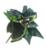Grooms Mixed Green Foliage, Eucalyptus & Crystal Wedding Buttonhole