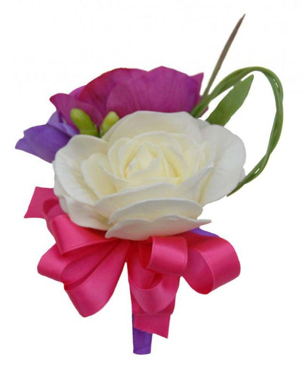 Grooms Cersie Anemone, Freesia & Ivory Rose Wedding Buttonhole