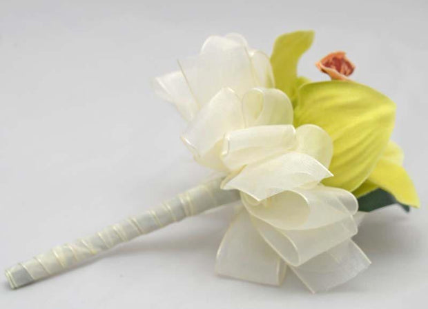 Apple Green Silk Cymbidium Orchid Flower Girl Wedding Wand