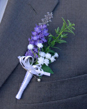 Artificial Lilac Lavender, Rosemary & Gypsophila Wedding Guest Buttonhole
