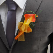 Artificial Orange Calla Lily Wedding Guest Buttonhole