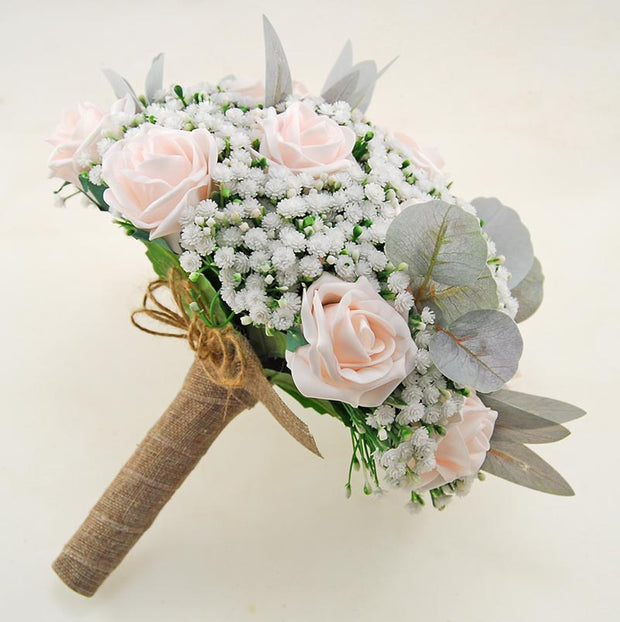 Brides Gypsophila Bouquet with Light Pink Roses & Grey Foliage – Sarah ...