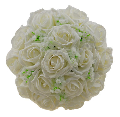 Bridesmaids Ivory Foam Rose & Artificial Gypsophila Wedding Posy