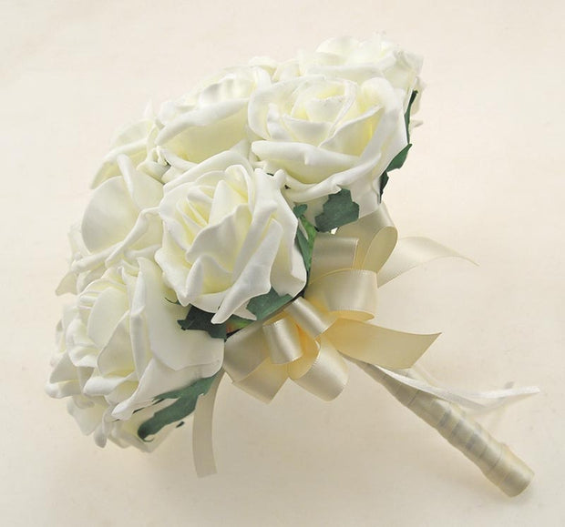 Bridesmaids Ivory Foam Rose Wedding Posy Bouquet