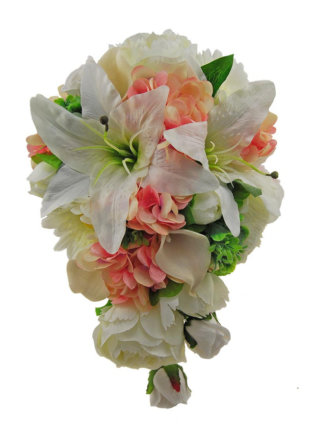 Brides Pink & Ivory Wedding Shower Bouquet Casablanca Lily, Peony, Hydrangea