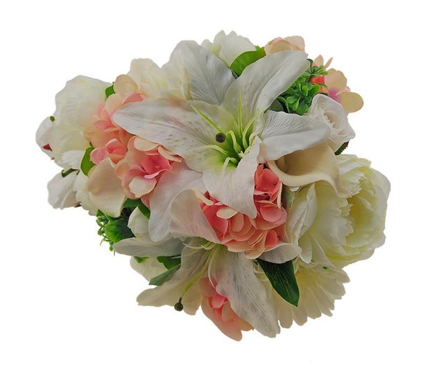 Brides Pink & Ivory Wedding Shower Bouquet Casablanca Lily, Peony, Hydrangea
