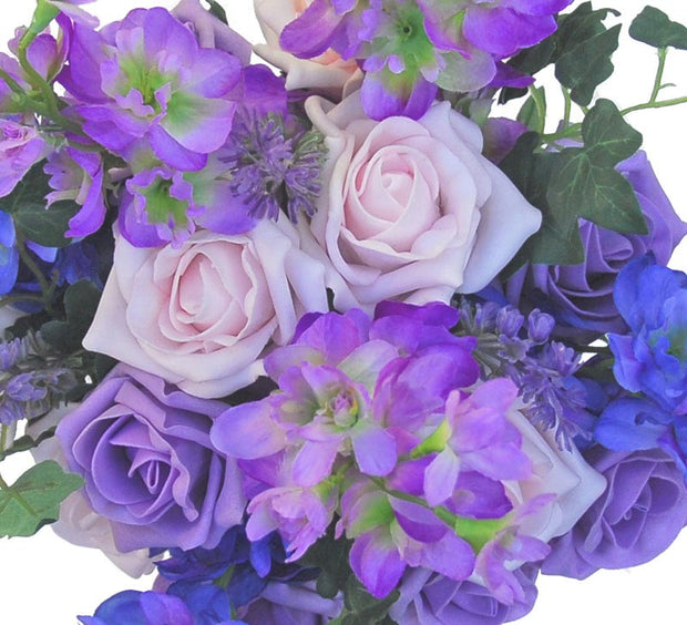 Bridesmaids Blue, Lilac Silk Delphinium & Rose Wedding Posy