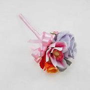 Blue Grey Silk Rose, Orange Rose & Pink Orchid Flower Girls Wedding Wand