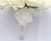 Brides Ivory Foam Rose, Crystal & Pearl Loop Wedding Bouquet
