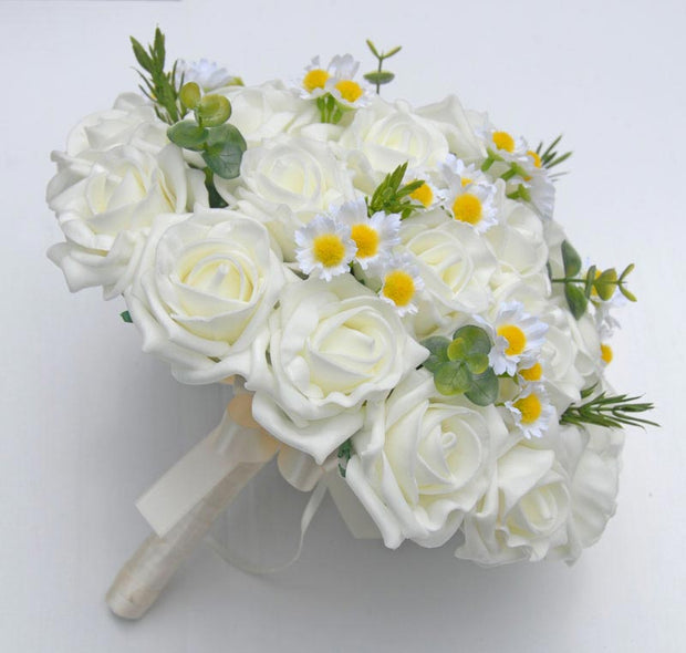 White Daisy, Rose Bridal Bouquet