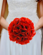 Brides Artificial Bright Red Silk Anemone Wedding Bouquet