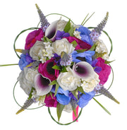 Brides Cerise, Blue Silk Anemones, Calla Lily & Veronica Wedding Bouquet