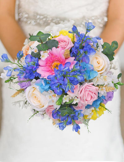 Brides Country Meadow Artificial Flower Wedding Bouquet