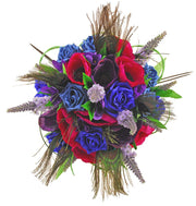 Brides Royal Blue, Teal Rose, Purple Silk Freesia, Lilac Veronica Bouquet