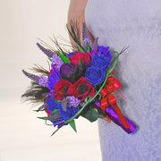 Brides Royal Blue, Teal Rose, Purple Silk Freesia, Lilac Veronica Bouquet