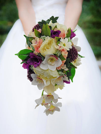 Ivory Peony Gerbera Orchid Purple Freesia Bridal Shower Bouquet
