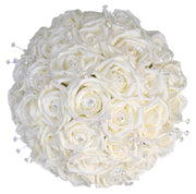 Brides Ivory Rose & Crystal Wedding Bouquet with Diamante Handle