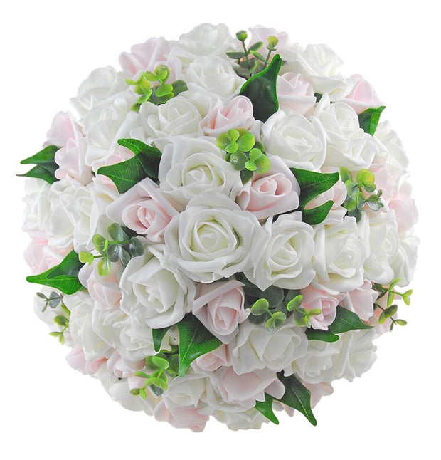 Brides Pale Pink & Ivory Foam Rose Large Wedding Bouquet