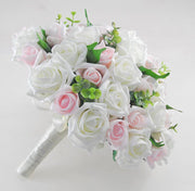 Brides Pale Pink & Ivory Foam Rose Large Wedding Bouquet