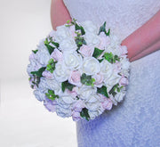 Brides Pale Pink & Ivory Foam Rose Large Wedding Bouquet