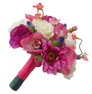 Brides Pink Anemonie, Orchid, Rose & Thistle Wedding Bouquet