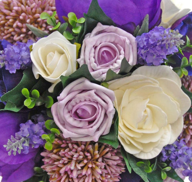 Brides Purple Peony, Allium, Anemone & Lilac Rose Wedding Bouquet