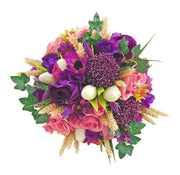 Brides Purple & Pink Rose Allium Dried Wheat Wedding Bouquet