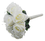 Brides Ivory Adore Silk Rose & Crystal Spray Wedding Bouquet