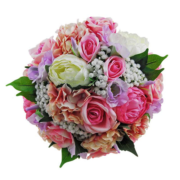 Brides Ivory Peony, Lilac Lisianthus, Pink Hydrangea & Rose Wedding Bouquet