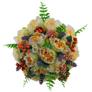 Brides Lemon Silk Peony, Lilac Lavender, Orange Hypericum Berry Wedding Bouquet