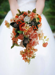 Brides Orange Rose, Berry, Coral Cherry Blossom, Thistle & Peach Rose Wedding Shower